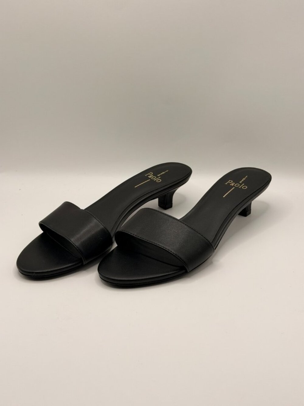 Linea Paolo Women’s Ilia Kitten Black Leather Heel Sandal Sz 7M